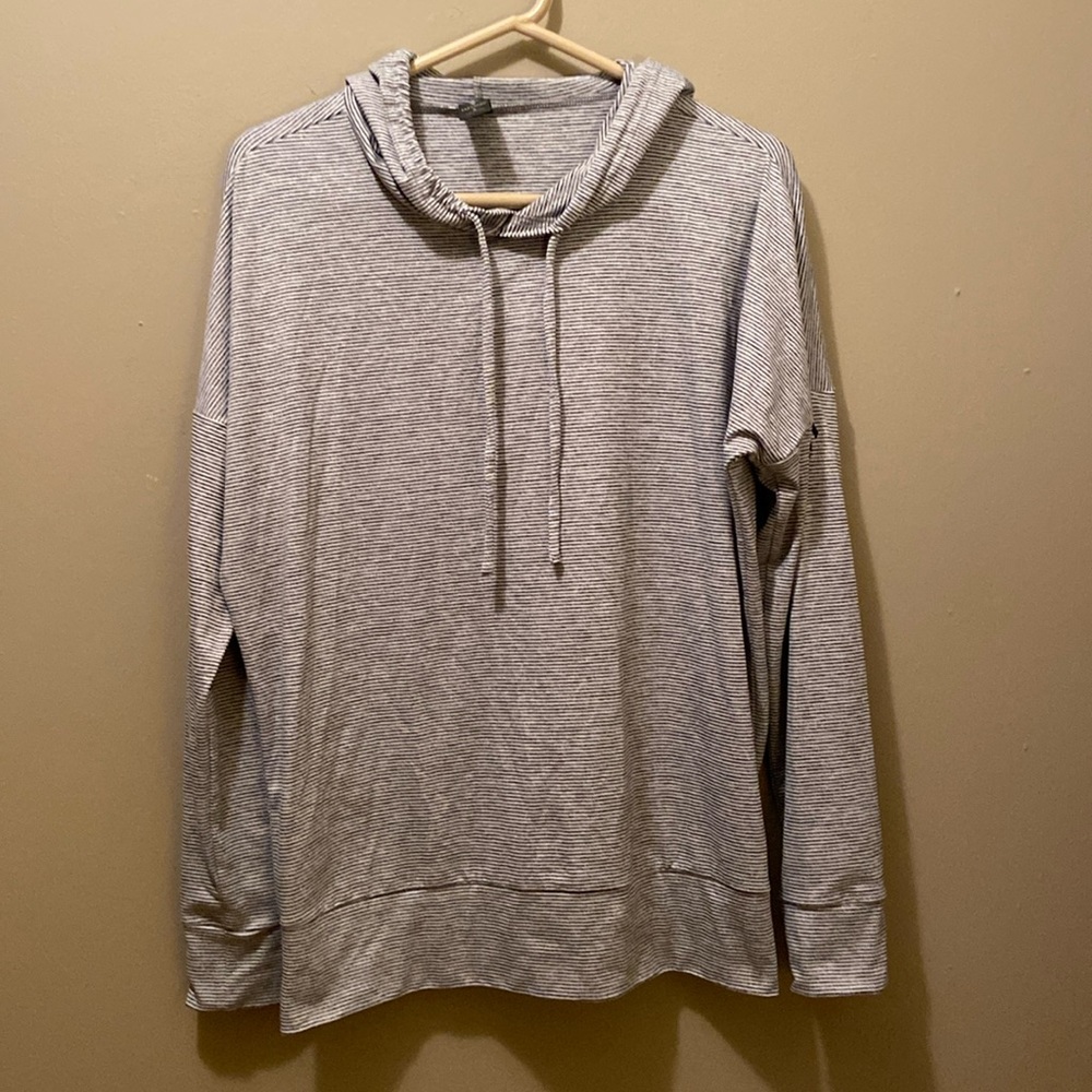 Women’s Skechers Athletic Pullover Hoodie, Stretch, Thin Striped, Size Small